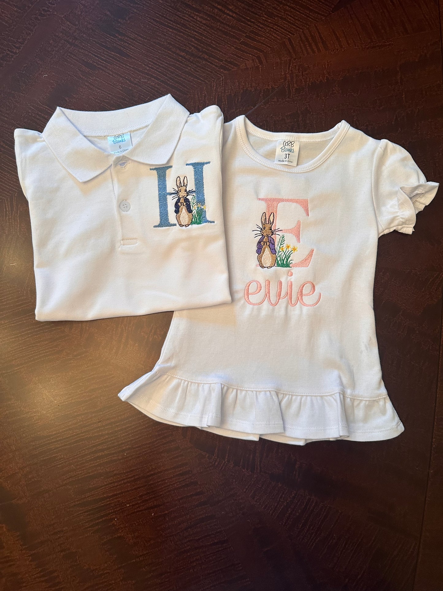Personalized Easter Shirt for Kids β Custom Bunny Design with Name & Letter β Baby, Toddler & Child Sizes