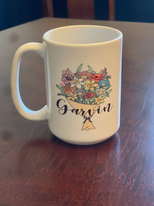 Birth Flower Coffee Mug -- Perfect Gift for Grandma, Mom, Aunt!