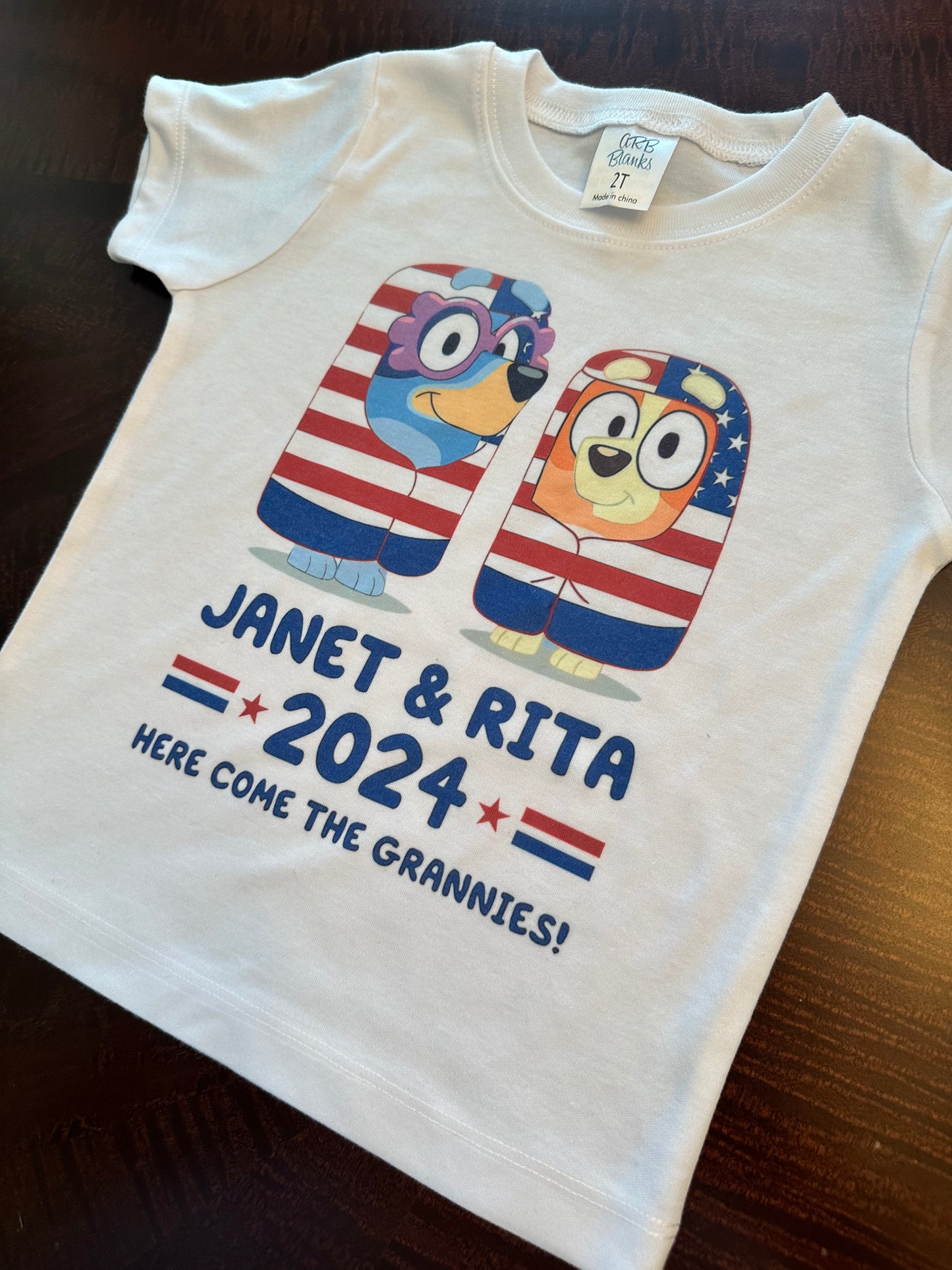 Adult Vote for Janet and Rita 2024 - Bluey inspired Shirt