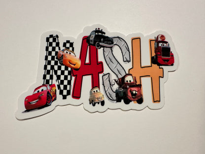 Cars Inspired Personalized Name Sticker