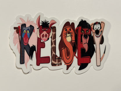 Lion King Inspired Personalized Name Sticker