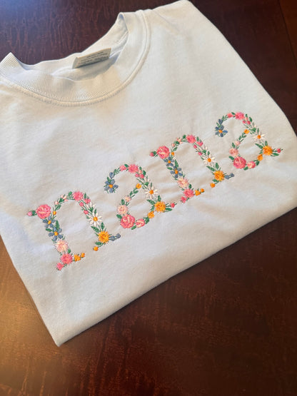 Personalized Floral Embroidered “Mama” Shirt | Custom Mother’s Day Shirt | Comfort Colors Tee | Embroidered Mom Gift | Floral Name Shirt