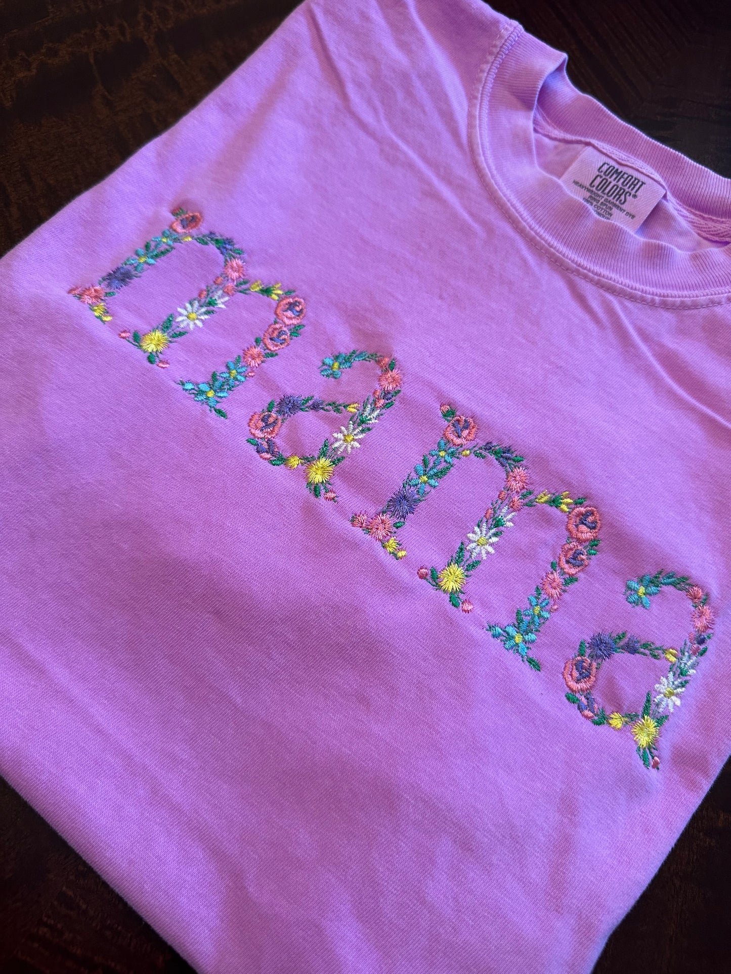Personalized Floral Embroidered “Mama” Shirt | Custom Mother’s Day Shirt | Comfort Colors Tee | Embroidered Mom Gift | Floral Name Shirt