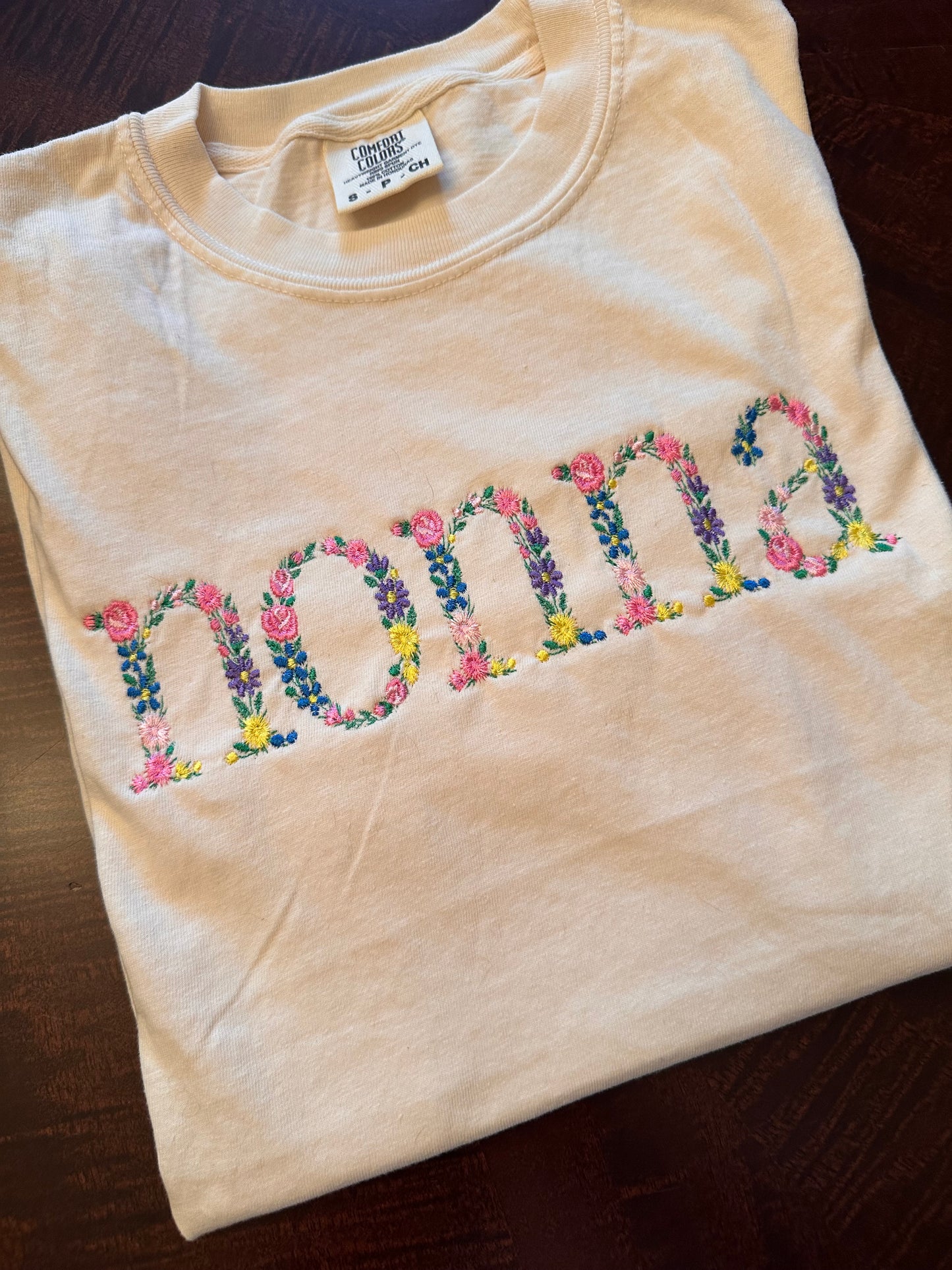Personalized Floral Embroidered “Mama” Shirt | Custom Mother’s Day Shirt | Comfort Colors Tee | Embroidered Mom Gift | Floral Name Shirt