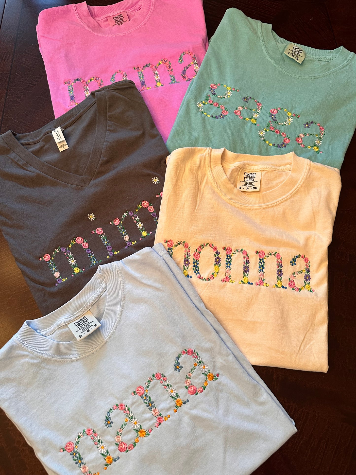 Personalized Floral Embroidered “Mama” Shirt | Custom Mother’s Day Shirt | Comfort Colors Tee | Embroidered Mom Gift | Floral Name Shirt