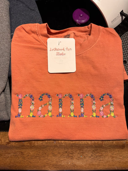 Personalized Floral Embroidered “Mama” Shirt | Custom Mother’s Day Shirt | Comfort Colors Tee | Embroidered Mom Gift | Floral Name Shirt