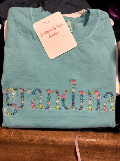 Personalized Floral Embroidered “Mama” Shirt | Custom Mother’s Day Shirt | Comfort Colors Tee | Embroidered Mom Gift | Floral Name Shirt