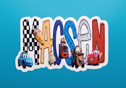 Cars Inspired Personalized Name Sticker