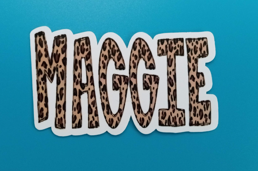 Cheetah Print Personalized Name Stickerr