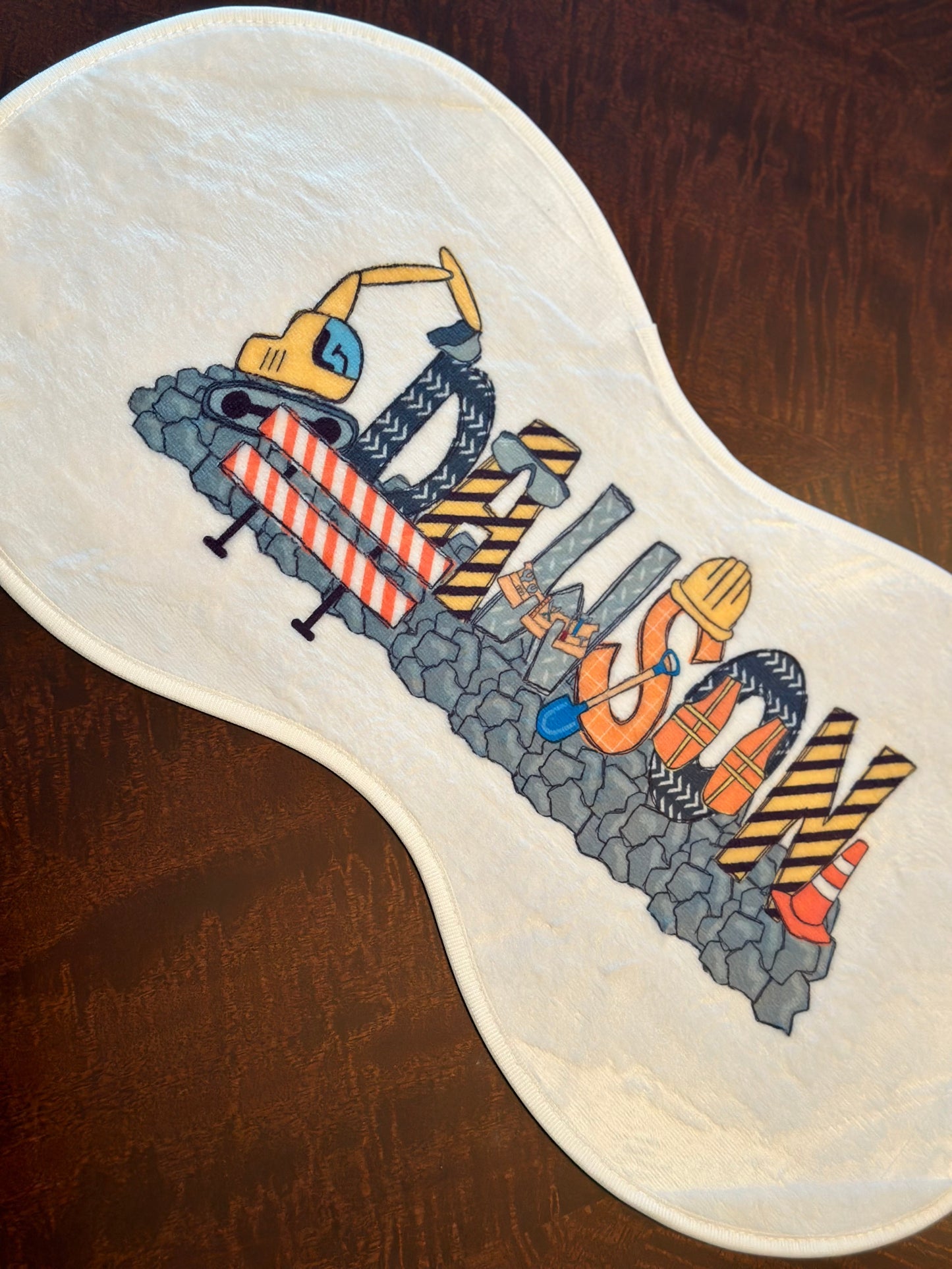 Construction Theme Personalized Burp Cloth