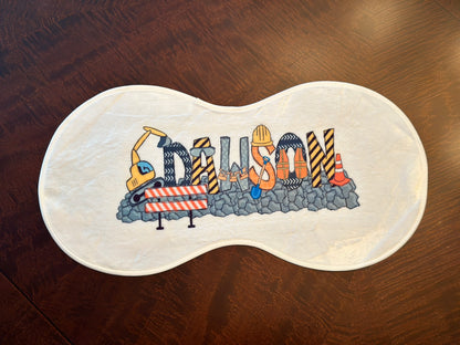 Construction Theme Personalized Burp Cloth