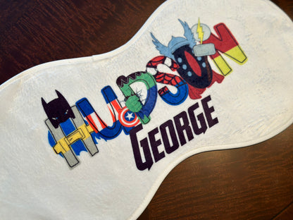 Superhero Personalized Burp Cloth