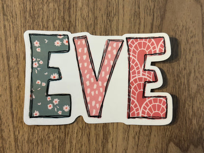 Neutral Floral Waterproof Personalized Name Sticker