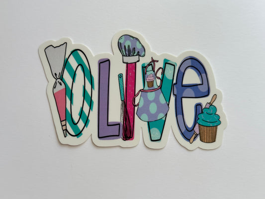 Baking Lover Personalized Name Sticker