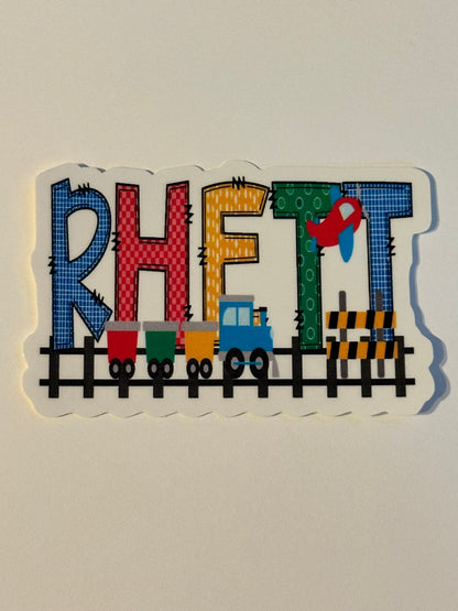 Planes, Trains, and Cars Themed Personalized Stickers