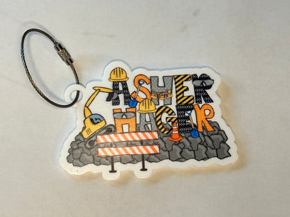 Construction Themed Bag Tag