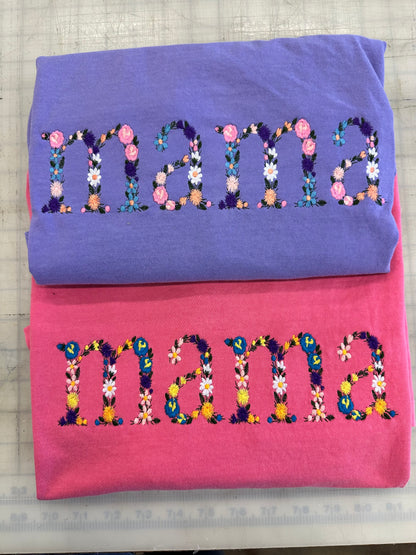 Personalized Floral Embroidered “Mama” Shirt | Custom Mother’s Day Shirt | Comfort Colors Tee | Embroidered Mom Gift | Floral Name Shirt
