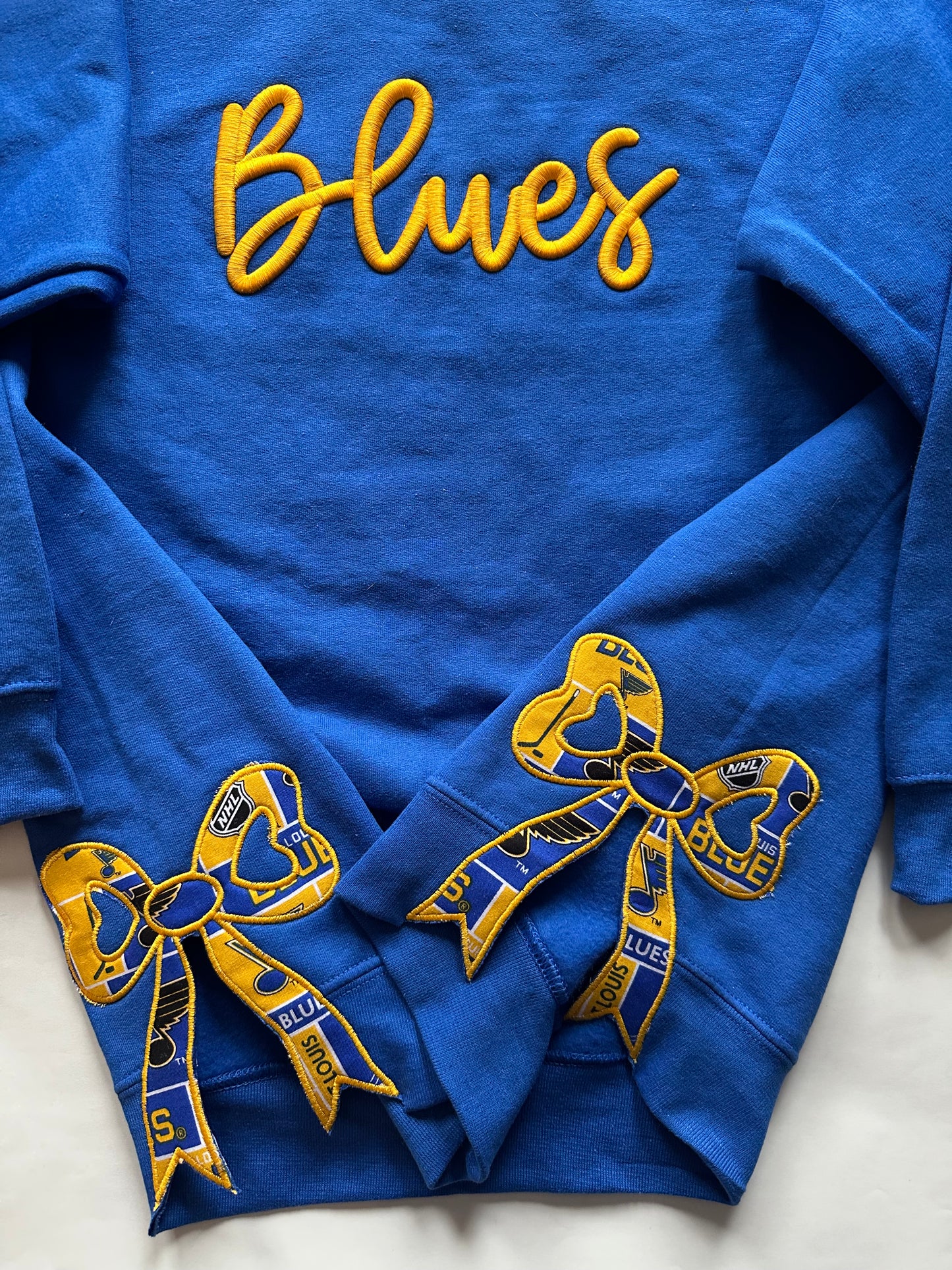 Custom School Spirit Sweatshirt with Side Bows | Embroidered Team Name & Colors | Personalized School Crewneck