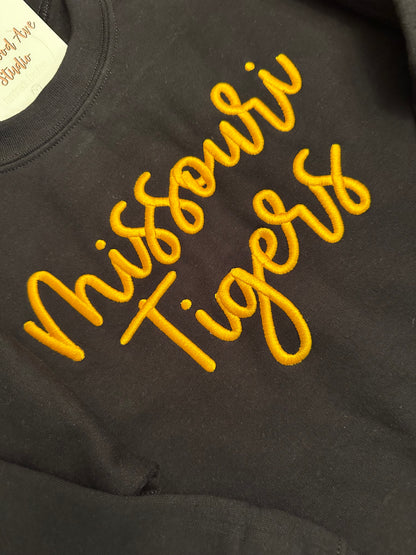 Custom School Spirit Sweatshirt with Side Bows | Embroidered Team Name & Colors | Personalized School Crewneck