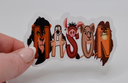 Lion King Inspired Personalized Name Sticker