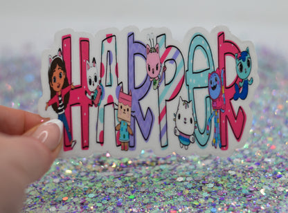 Gabby's Dollhouse Inspired Personalized Name Sticker