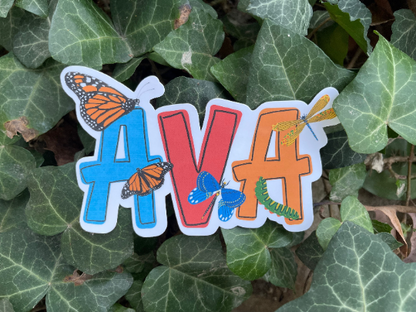 Butterfly and Insect Personalized Name Sticker