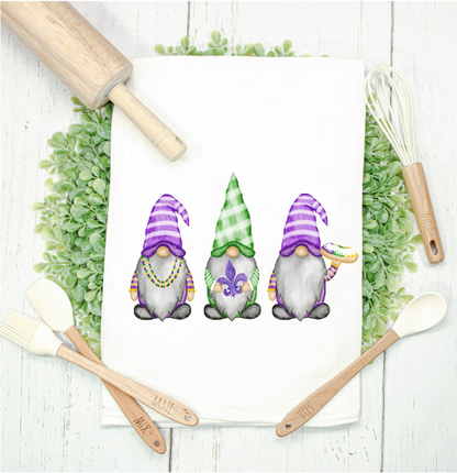 Mardi Gras Gnome Trio Kitchen Towel