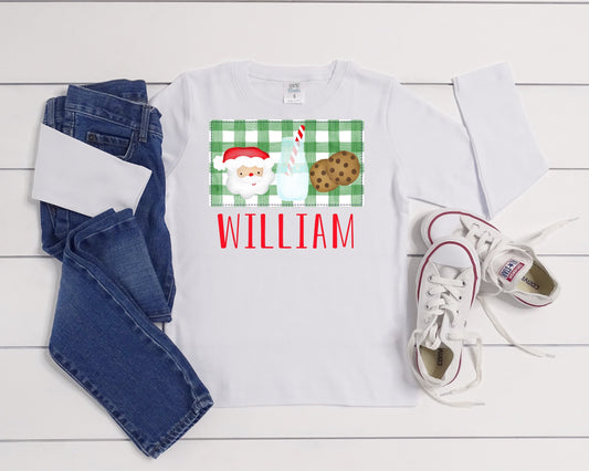 Milk and Cookies with Santa Christmas Shirt or Bodysuit