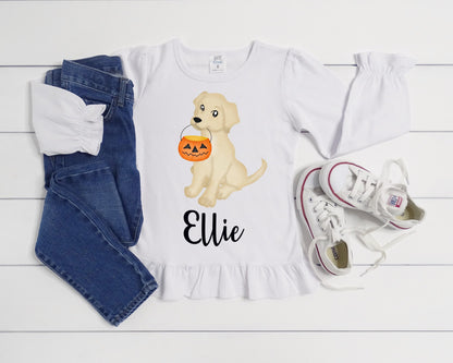 Trick or Treat Puppy Personalized Halloween Shirt