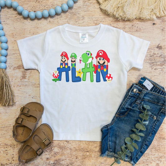Mario Brothers Inspired Personalized Name Shirt