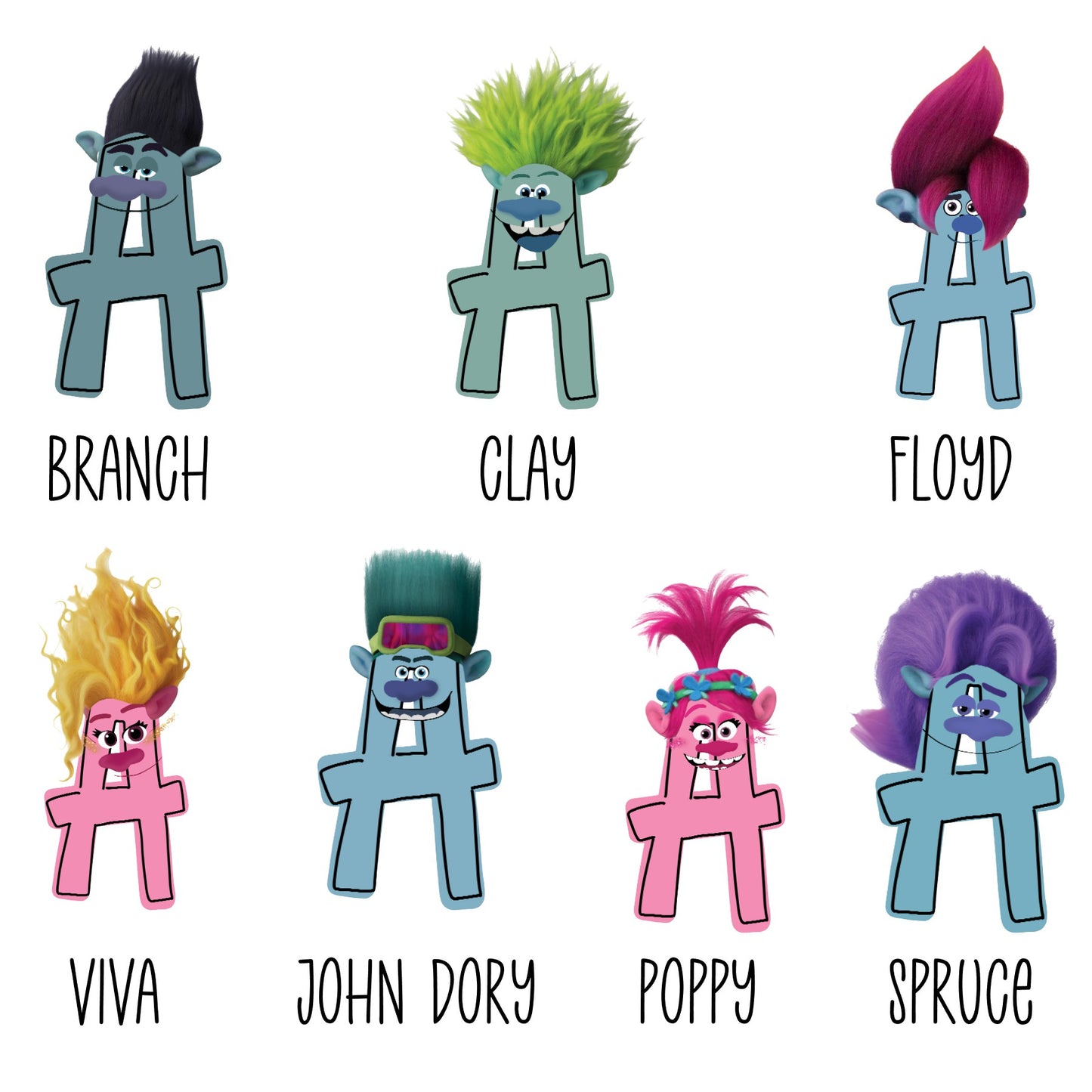 Trolls Inspired Personalized Name Sticker