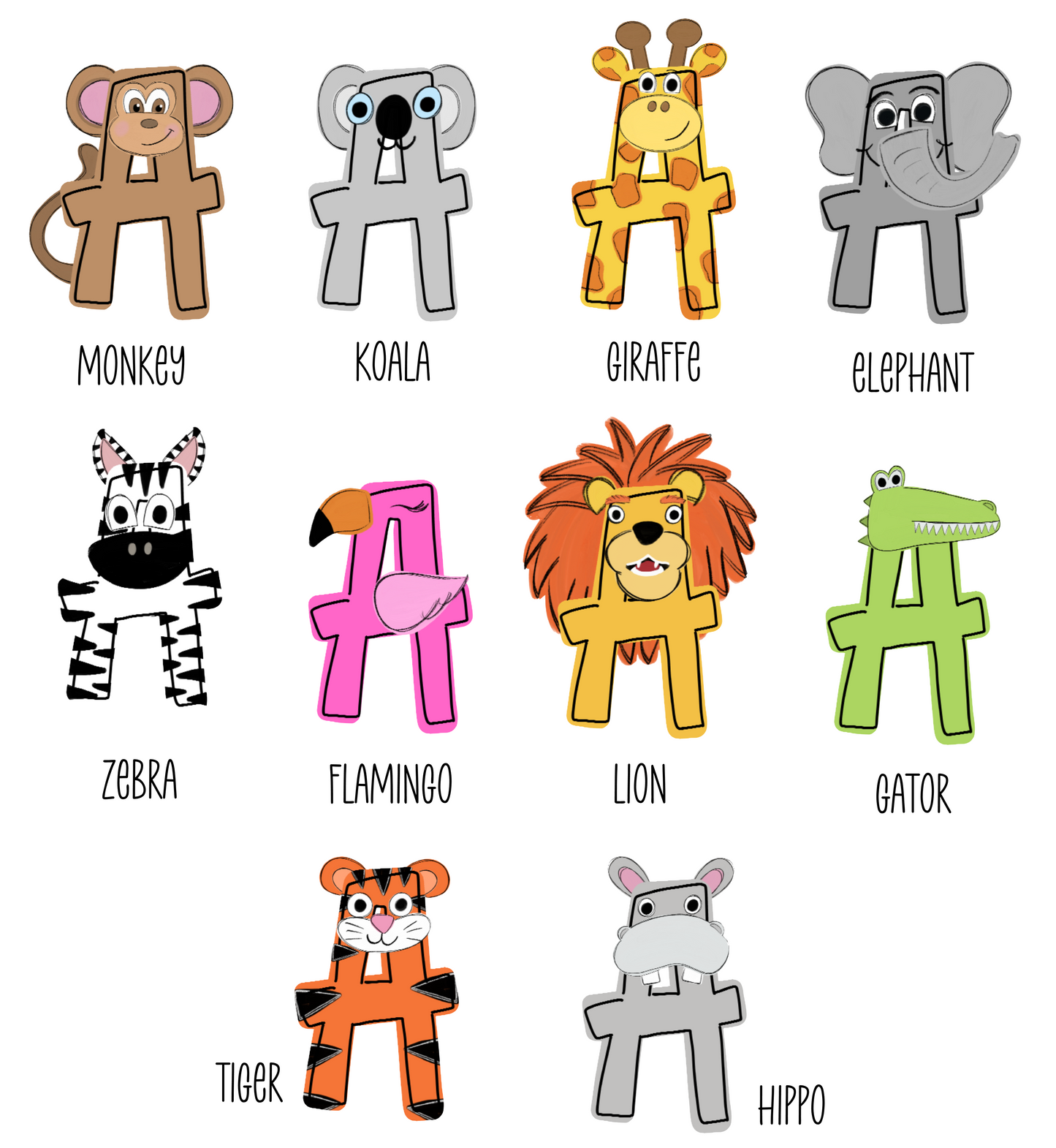 Zoo Animal Personalized Name Sticker