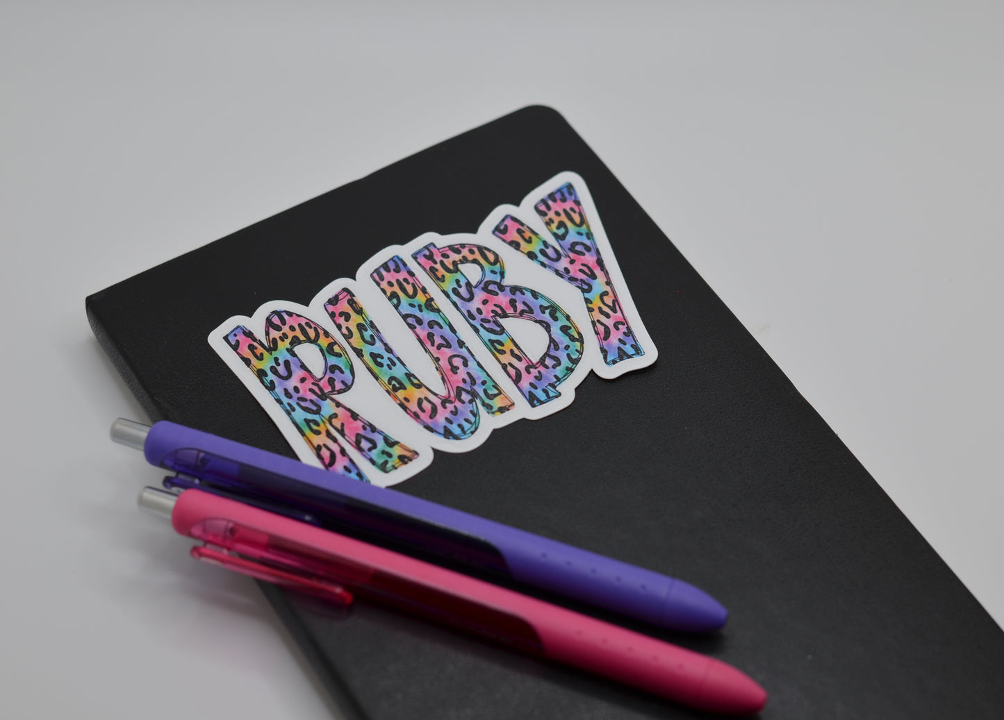 Rainbow Leopard Personalized Name Sticker