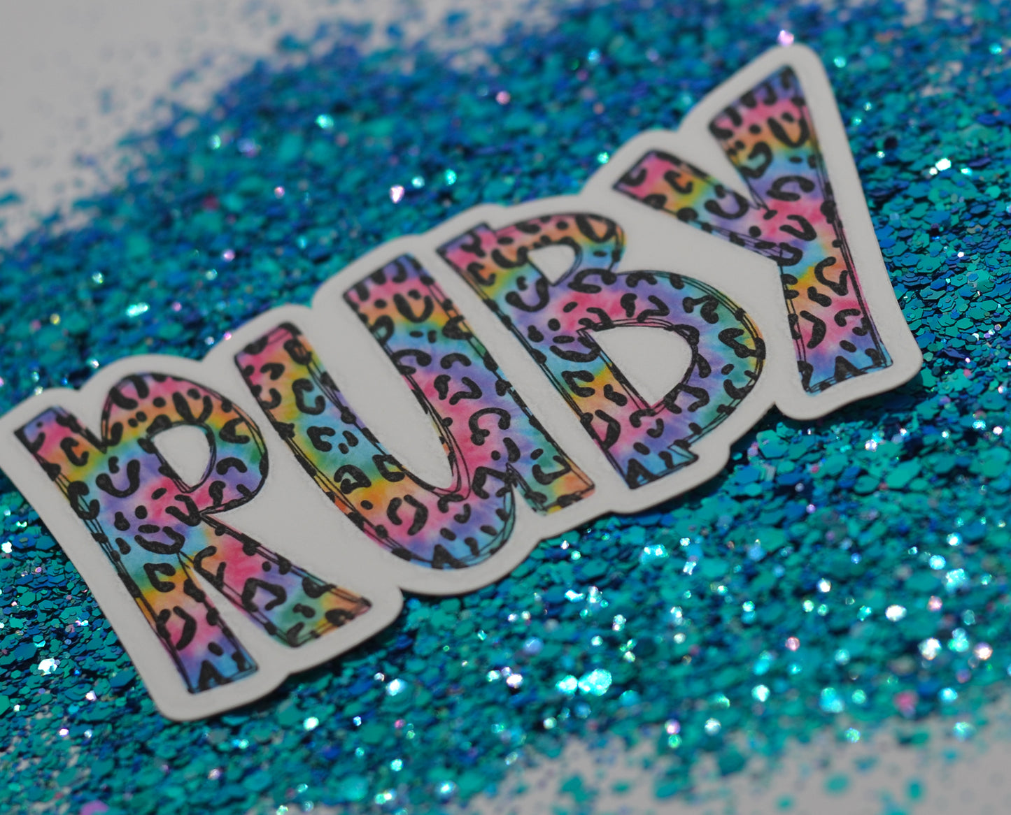 Rainbow Leopard Personalized Name Sticker