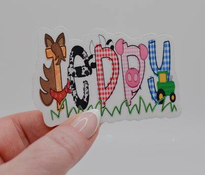 Farm Animal Name Sticker