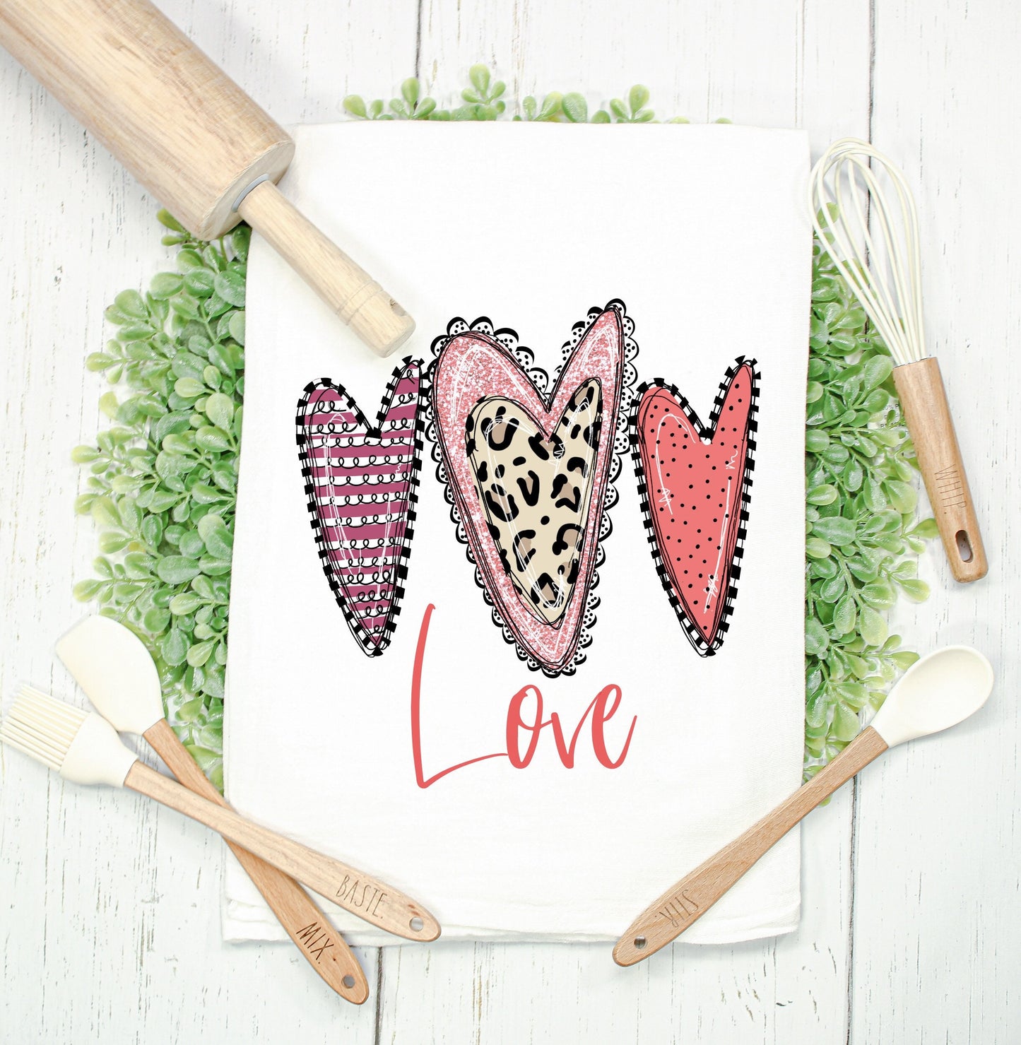 Heart Trio Valentine's Day Kitchen Towel