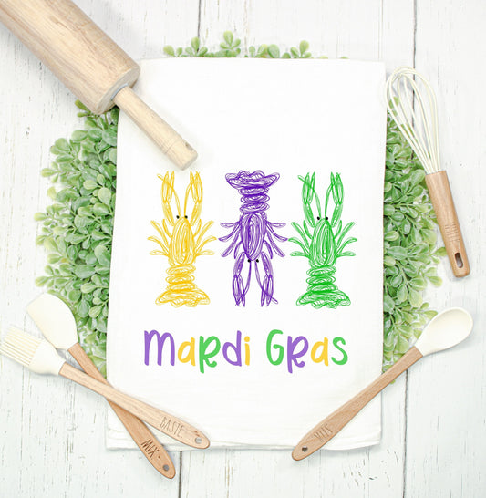 Mardi Gras Crawfish Dishtowel