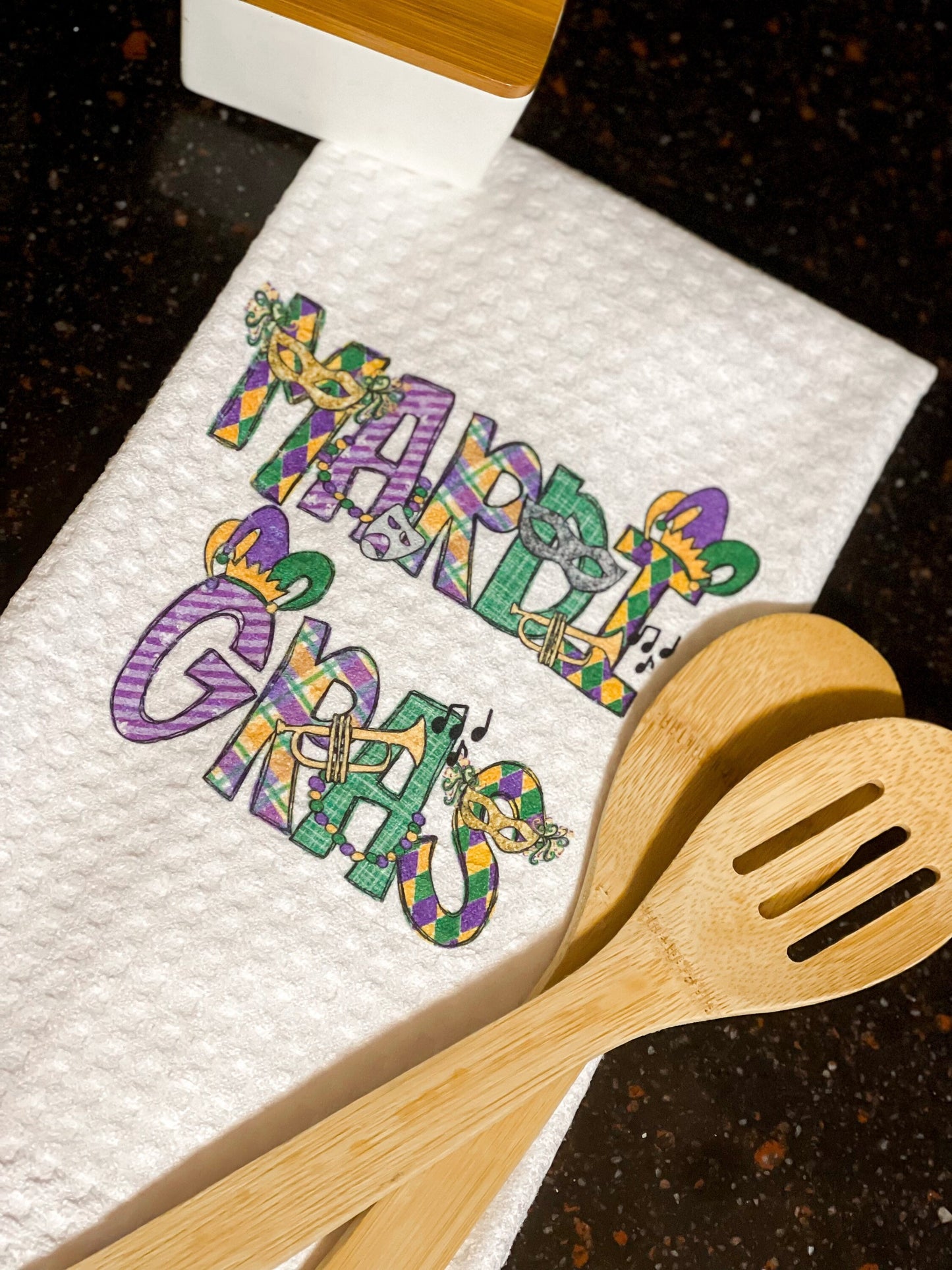 Festive Mardi Gras Kitchen Towel