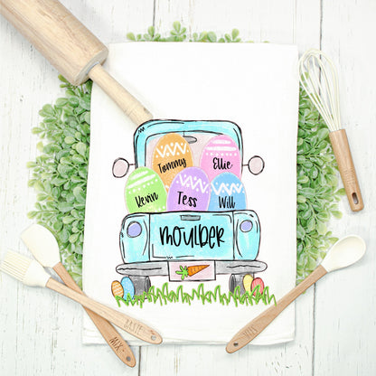 Easter Kitchen Towel - Personalize the Truck and Eggs!