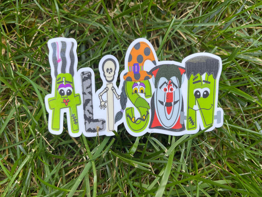 Halloween Monster Mash Personalized Name Sticker