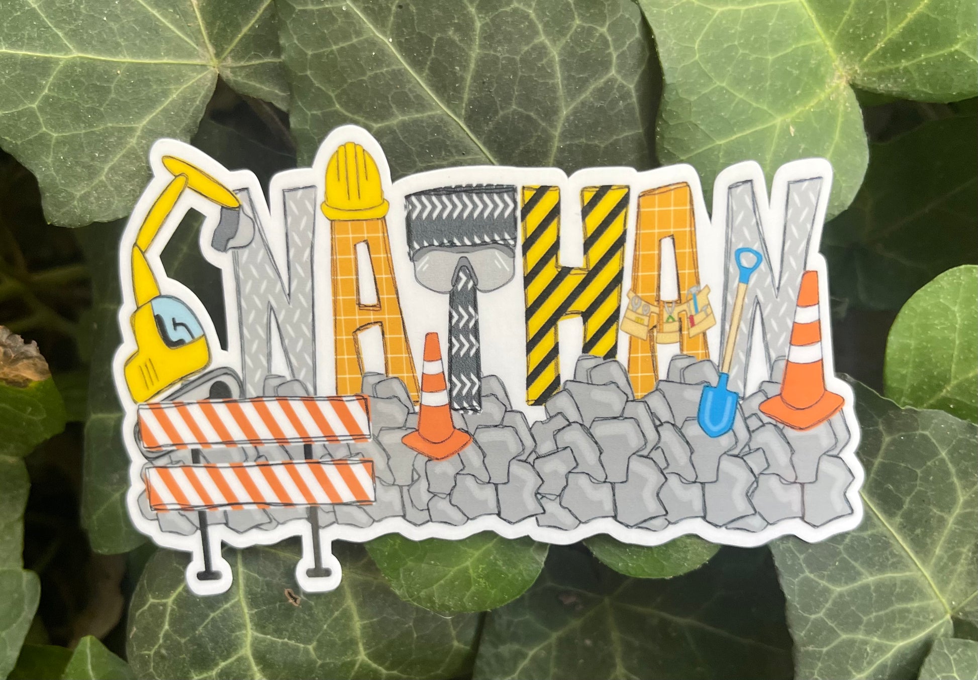 Construction Sticker Color Personalized Construction Sticker – Lockwood Ave Studio